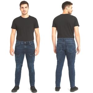 Forever 21 Men's Cargo Jeans Sz 38 Distressed Blue Denim